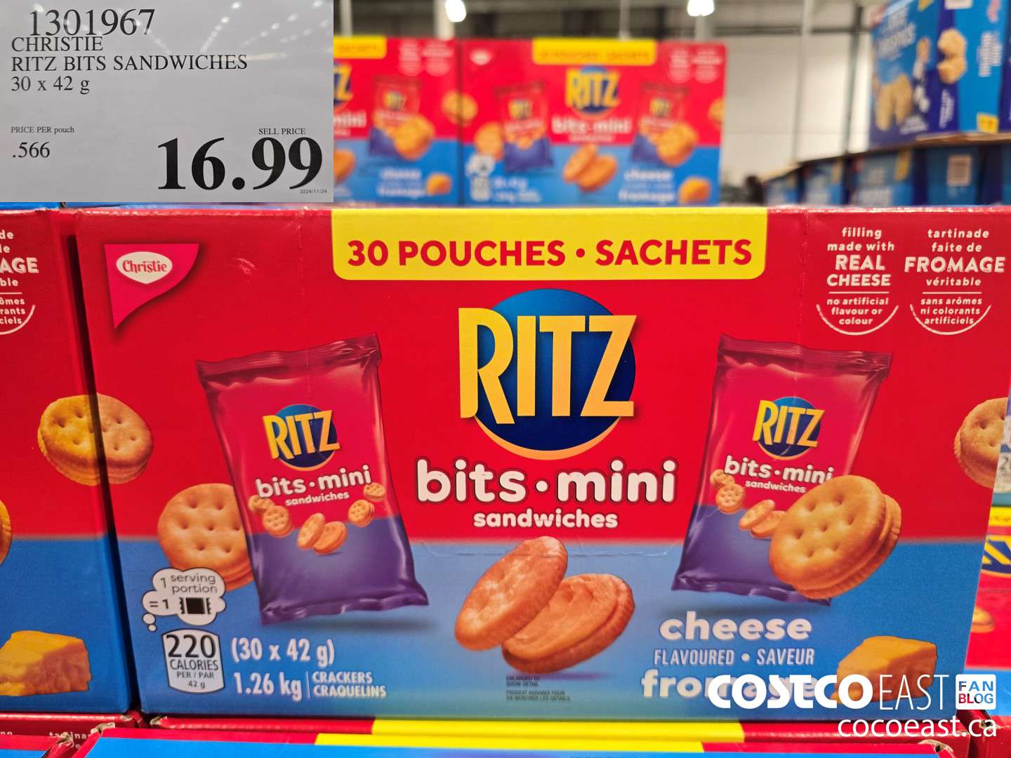 1301967 CHRISTIE RITZ BITS SANDWICHES 30 x 42 g $16.99