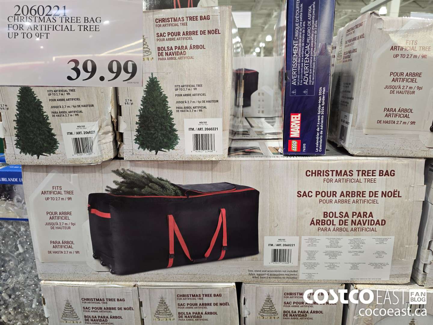 2060221 CHRISTMAS TREE BAG FOR ARTIFICIAL TREE UP TO 9FT $39.99