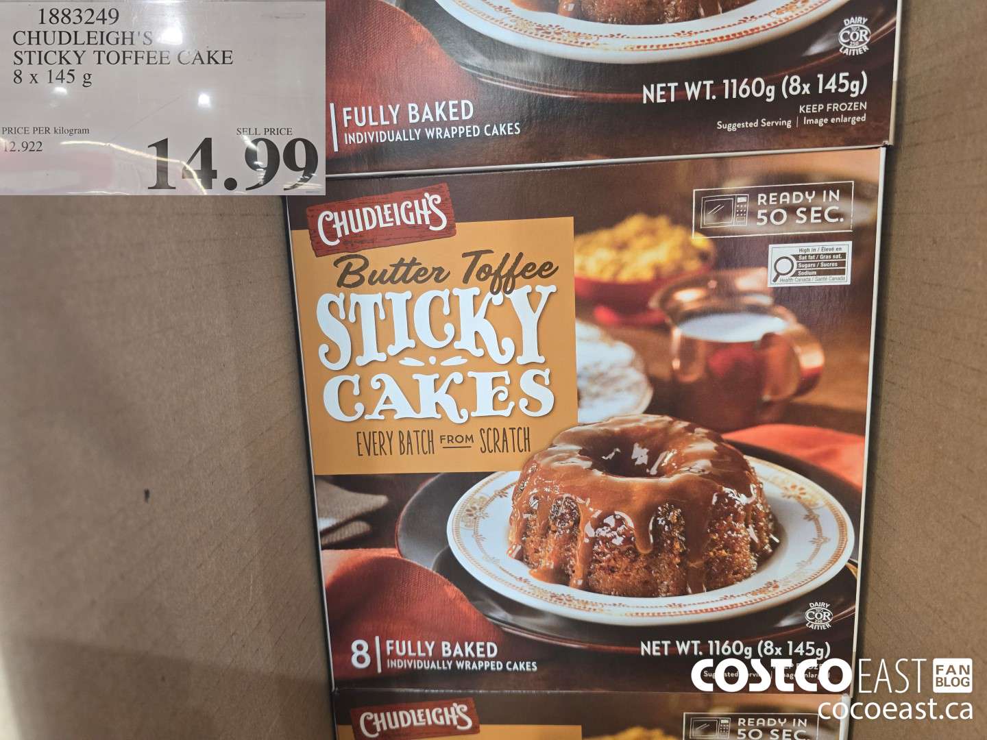 1883249 CHUDLEIGH'S STICKY TOFFEE CAKE 8x 145 G $14.99