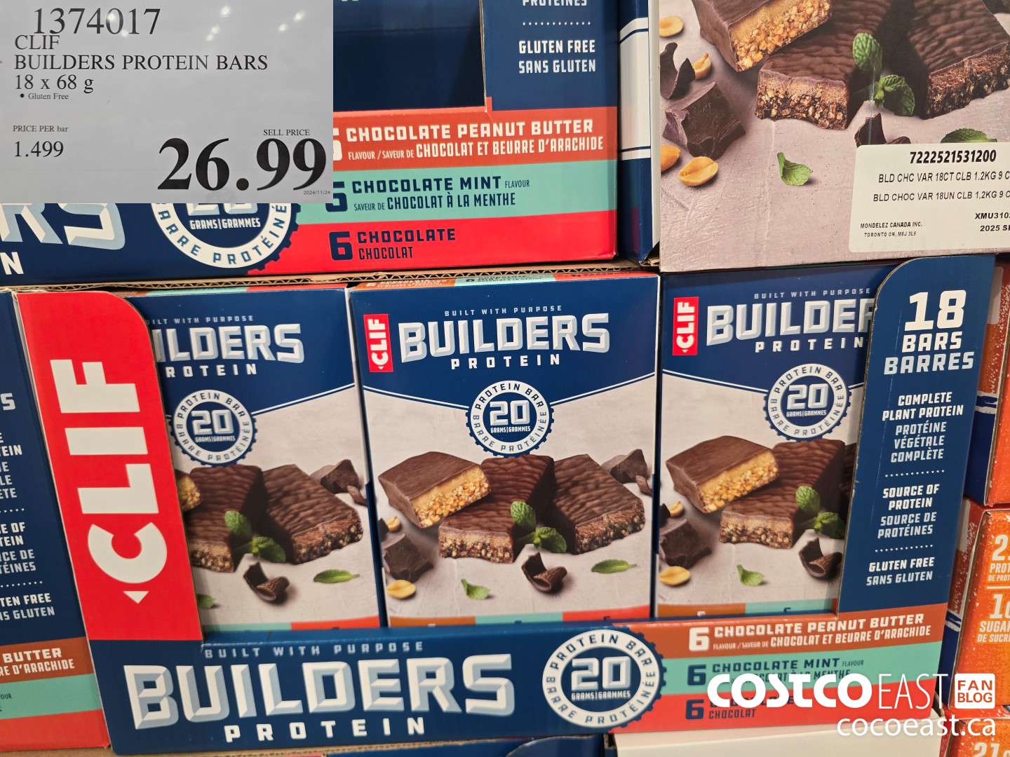 1374017 CLIF BUILDERS PROTEIN BARS 18 X 68 G $26.99