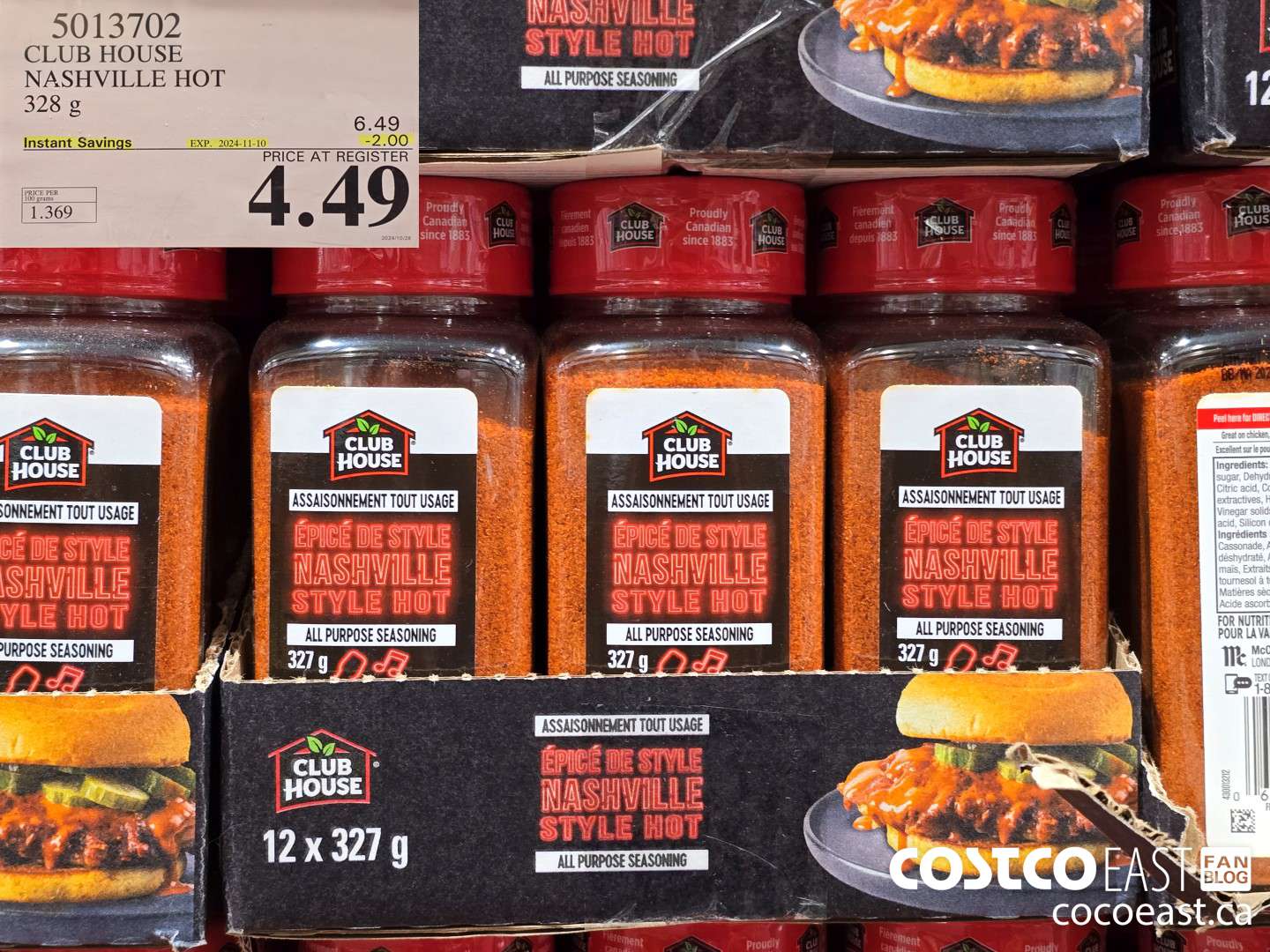 5013702 CLUB HOUSE NASHVILLE HOT 328 G ($2.00 INSTANT SAVINGS EXPIRES ON 2024-11-10) $4.49