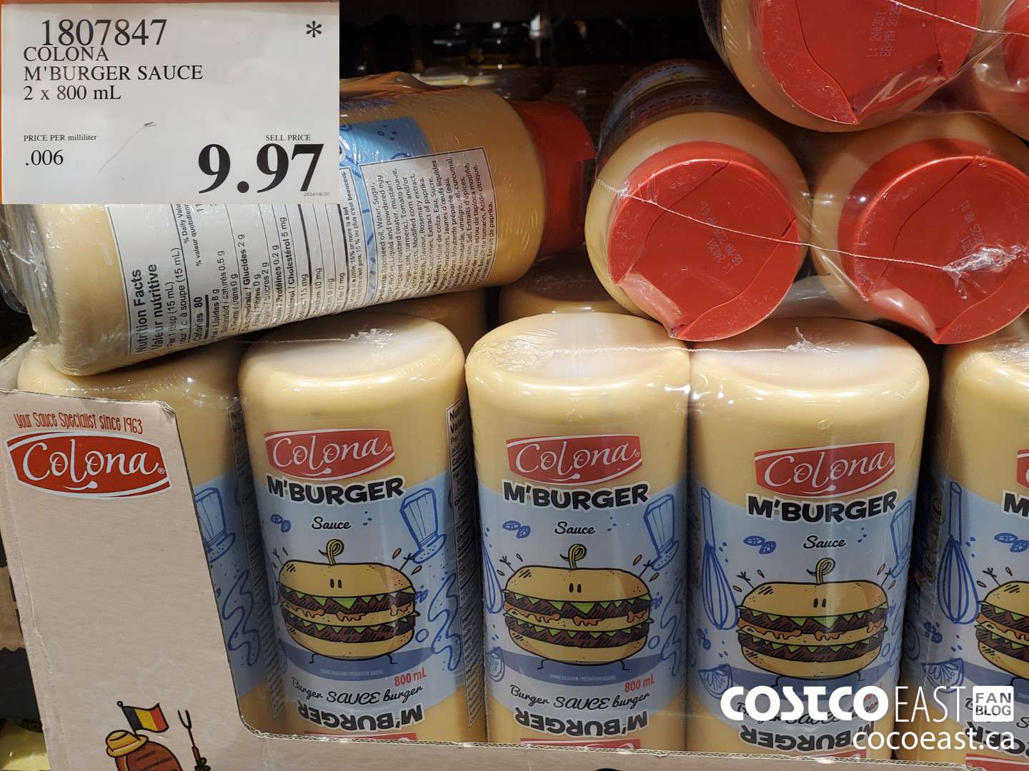 1807847 COLONA M'BURGER SAUCE 2 x 800 mL $9.97