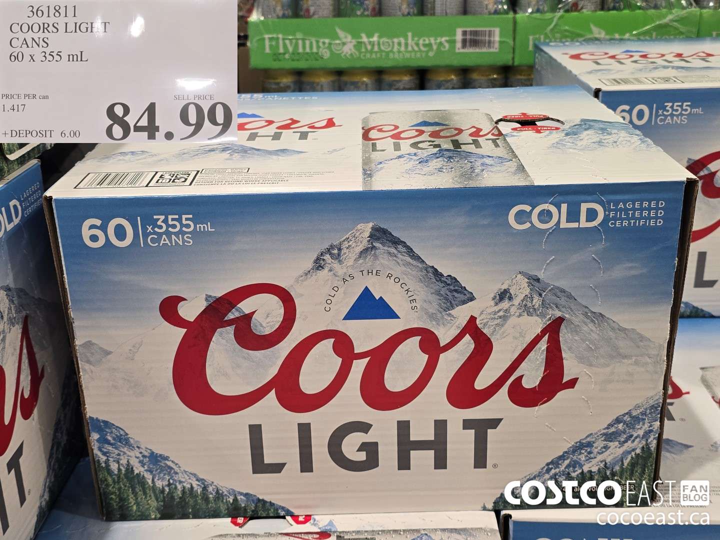 361811 COORS LIGHT CANETTES 60 x 355 ml $84.99