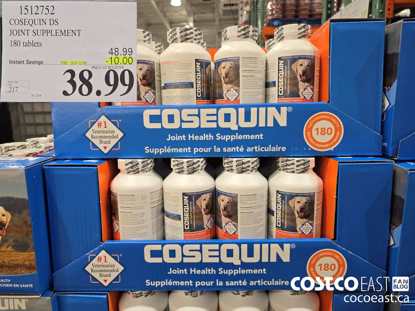 1512752 COSEQUIN DS JOINT SUPPLEMENT 180 TABLETS ($10.00 INSTANT SAVINGS EXPIRES ON 2024-12-08) $38.99