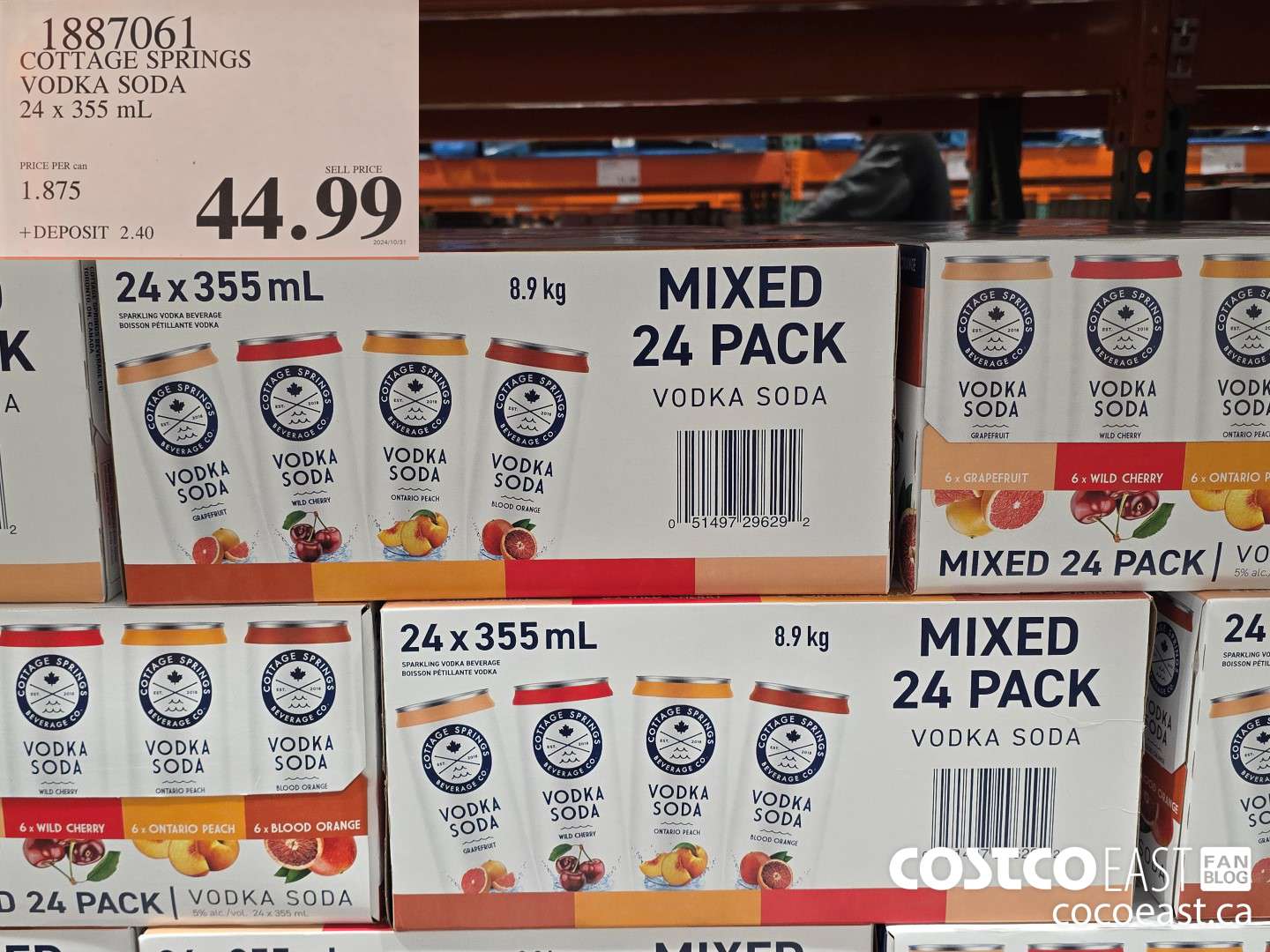 1887061 COTTAGE SPRINGS VODKA SODA 24 x 355 mL $44.99