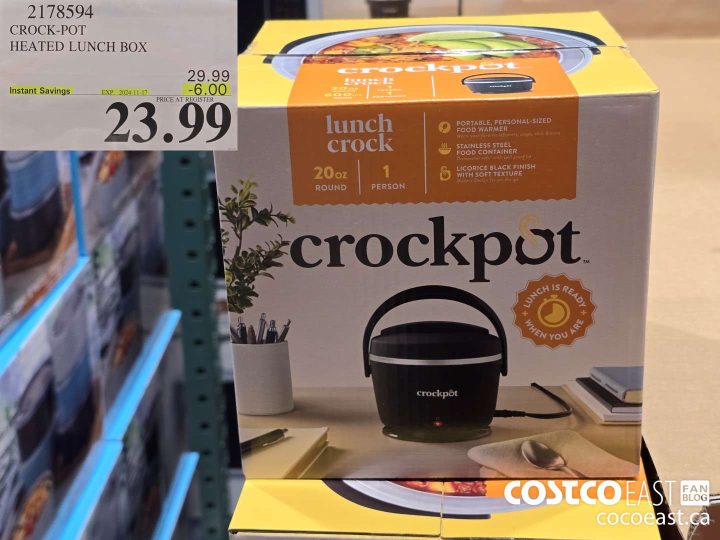 2178594 CROCK-POT HEATED LUNCH BOX ($6.00 INSTANT SAVINGS EXPIRES ON 2024-11-17) $23.99