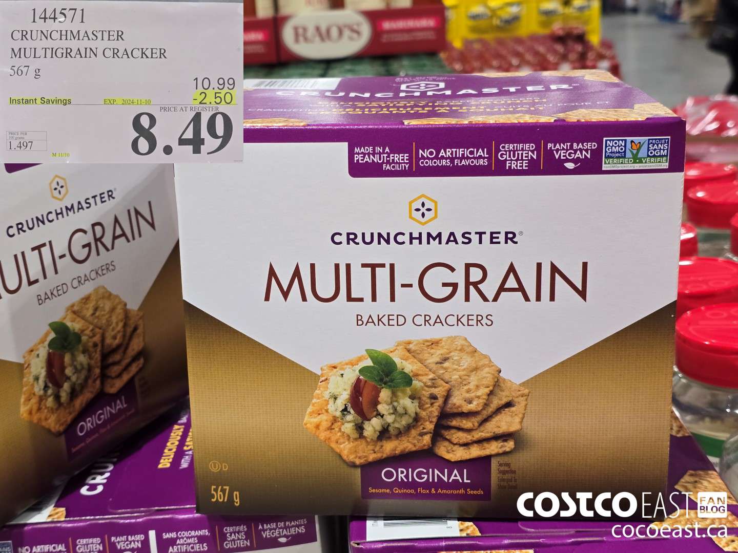 144571 CRUNCHMASTER MULTIGRAIN CRACKER 567 G ($2.50 INSTANT SAVINGS EXPIRES ON 2024-11-10) $8.49