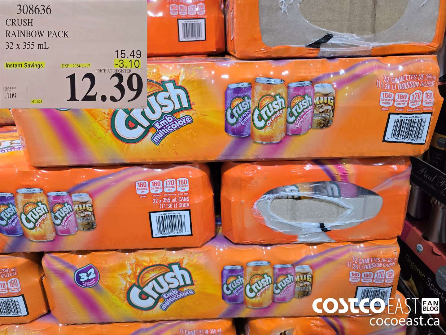 308636 CRUSH RAINBOW PACK 32 X 355 ML ($3.10 INSTANT SAVINGS EXPIRES ON 2024-11-17) $12.39
