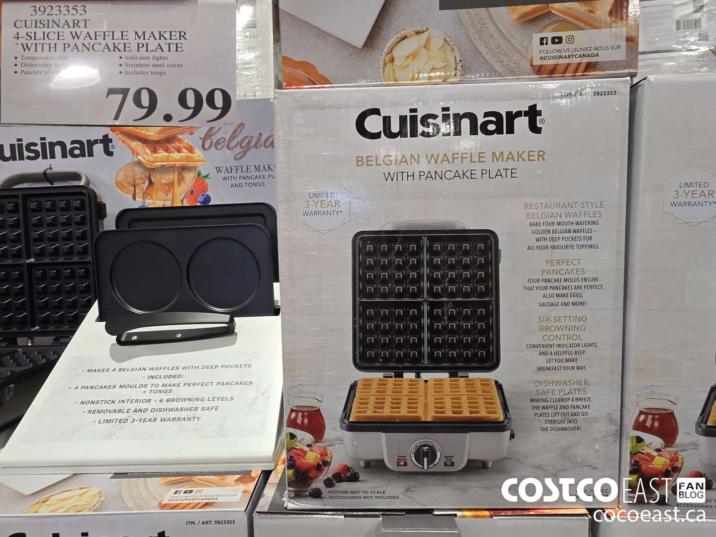 3923353 CUISINART 4-SLICE WAFFLE MAKER SEWITH PANCAKE PLATE $79.99