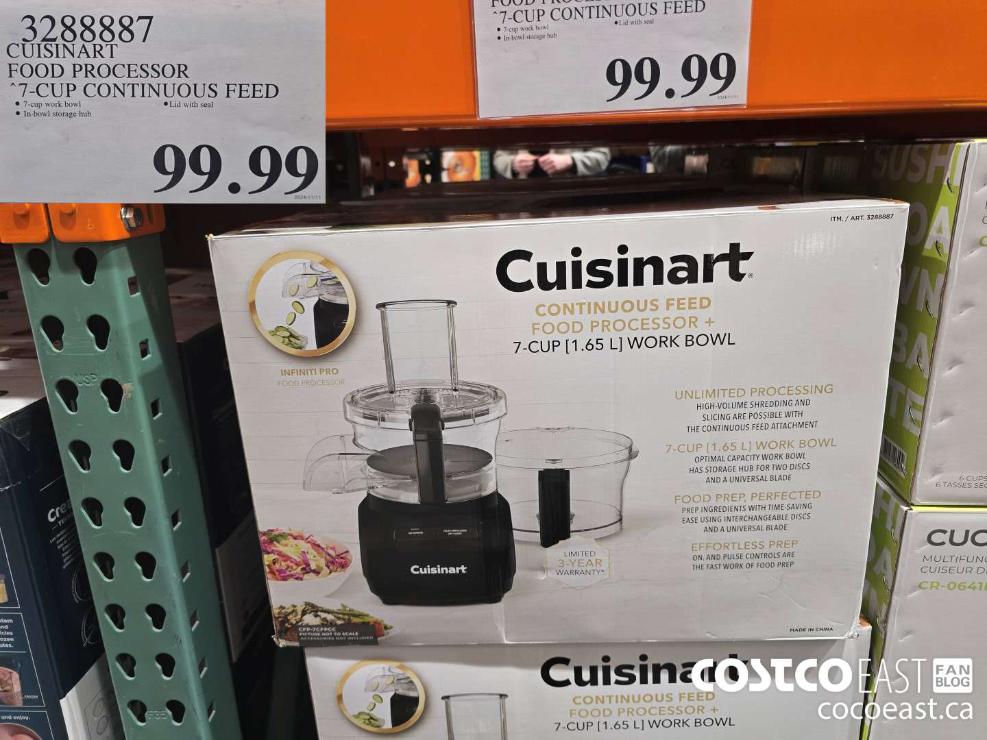 3288887 CUISINART FOOD PROCESSOR 7 - CUP CONTINUOUS FEED $99.99