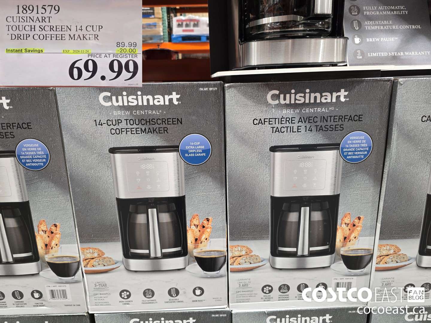 1891579 CUISINART TOUCH SCREEN 14 CUP DRIP COFFEE MAKER ($20.00 INSTANT SAVINGS EXPIRES ON 2024-11-24) $69.99