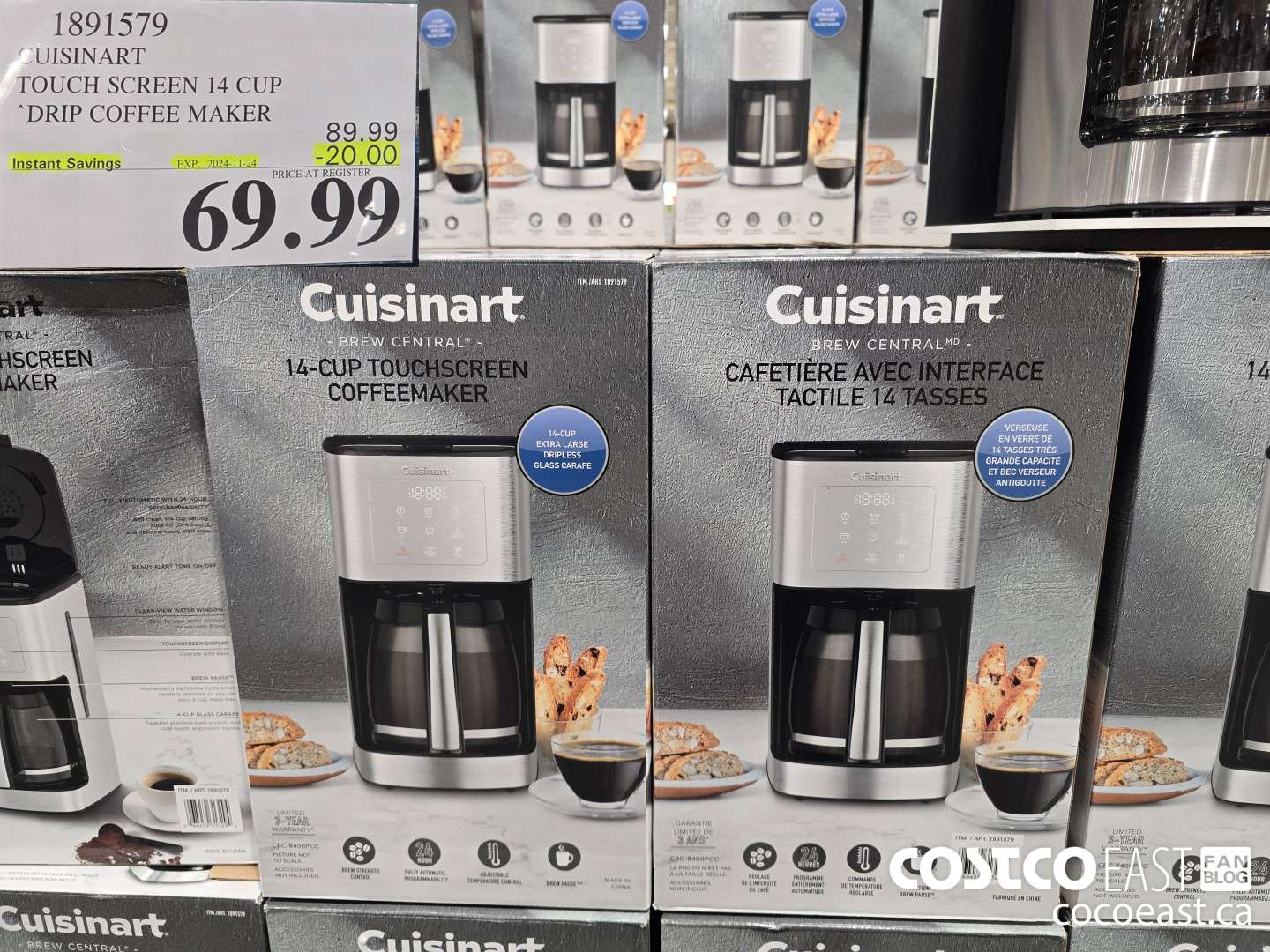 1891579 CUISINART TOUCH SCREEN 14 CUP DRIP COFFEE MAKER ($20.00 INSTANT SAVINGS EXPIRES ON 2024-11-24) $69.99