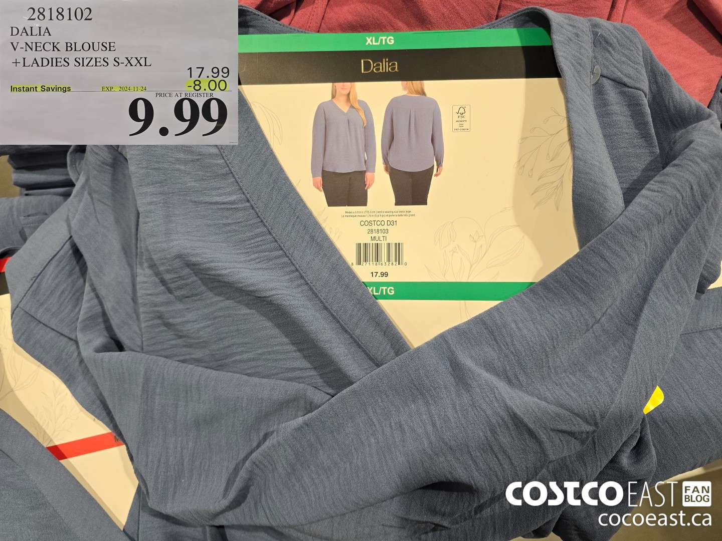 2818102 DALIA V-NECK BLOUSE + LADIES SIZES S-XXL ($8.00 INSTANT SAVINGS EXPIRES ON 2024-11-24) $9.99