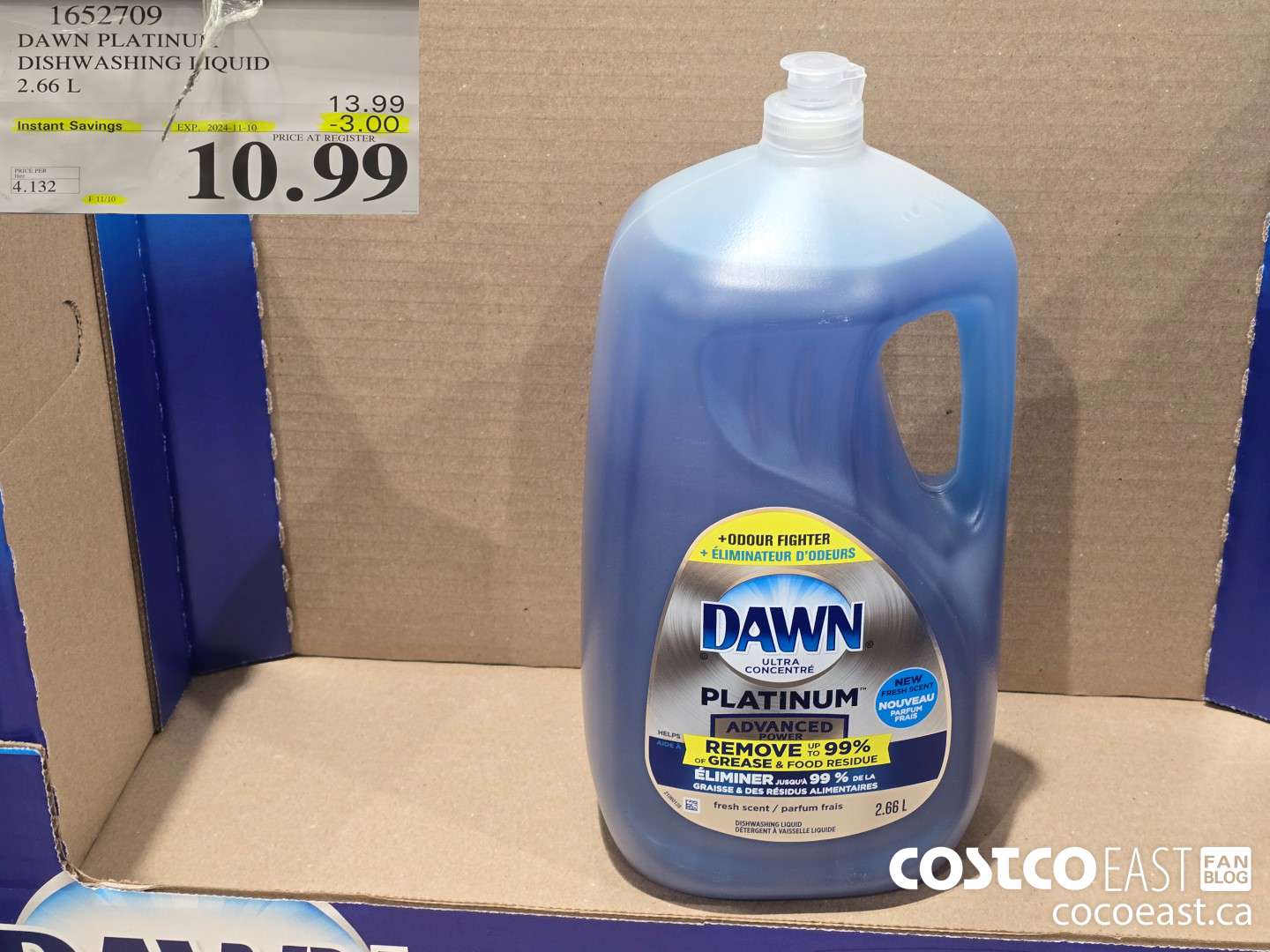 1652709 DAWN PLATINUM DISHWASHER LIQUID 2.66L ($3.00 INSTANT SAVINGS EXPIRES ON 2024-11-10) $10.99