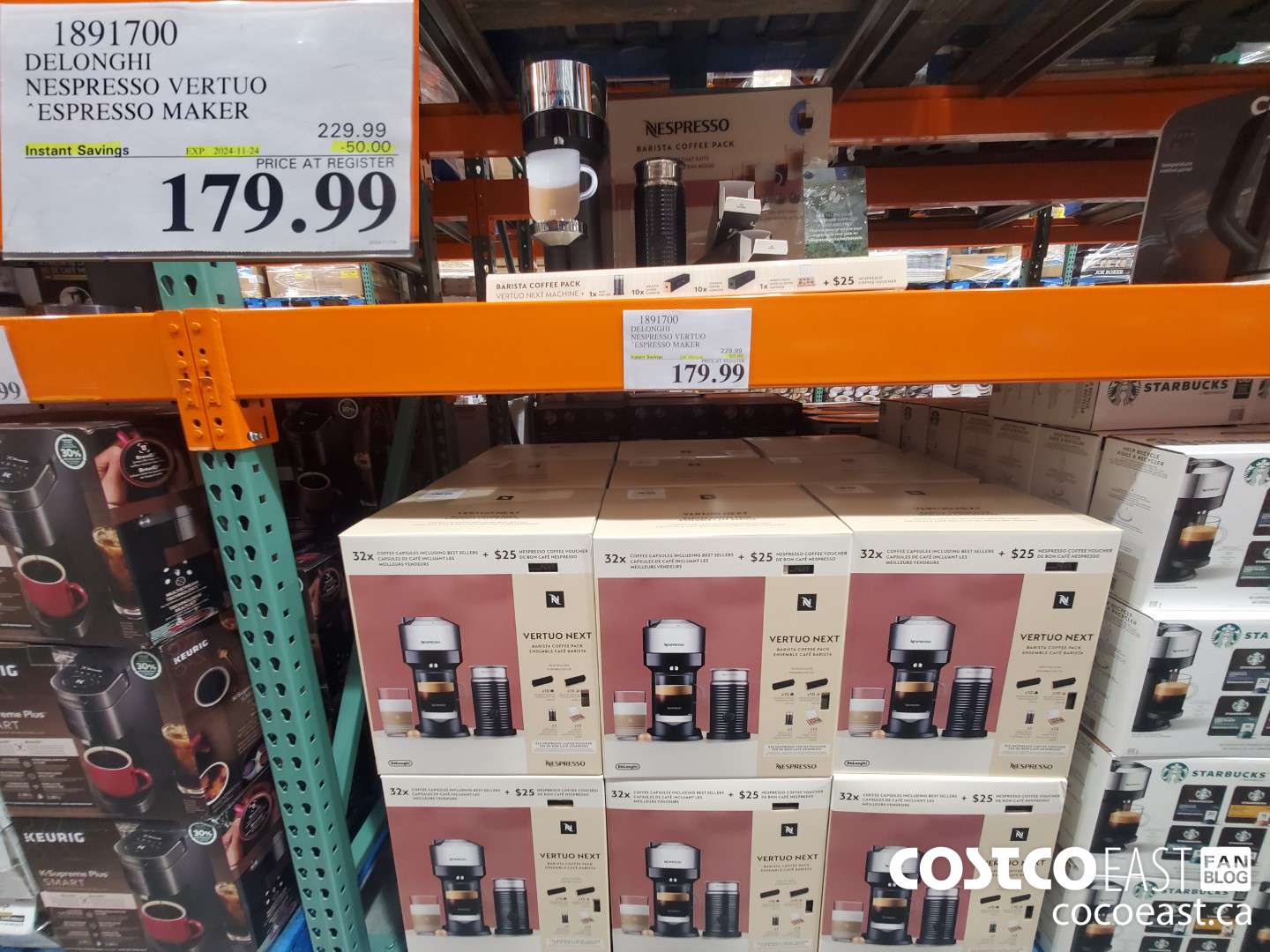 1891700 DELONGHI NESPRESSO VERTUO ESPRESSO MAKER ($50.00 INSTANT SAVINGS EXPIRES ON 2024-11-24) $179.99