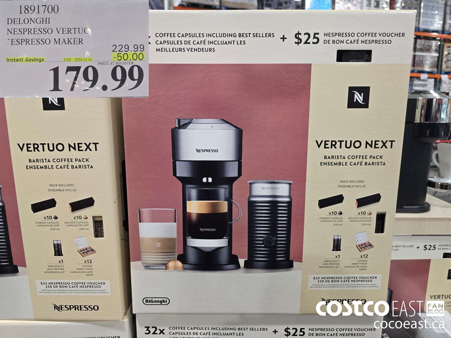 1891700 DELONGHI NESPRESSO VERTUO ESPRESSO MAKER ($50.00 INSTANT SAVINGS EXPIRES ON 2024-12-01) $179.99