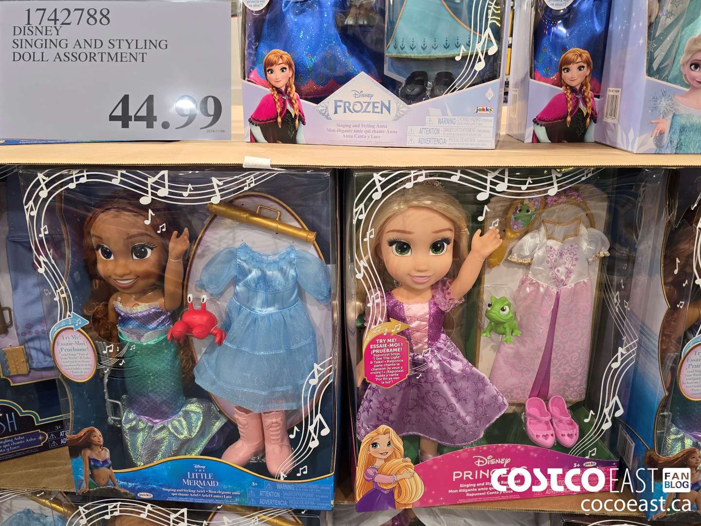 1742788 DISNEY SINGING AND STYLING DOLL ASSORTMENT $44.99