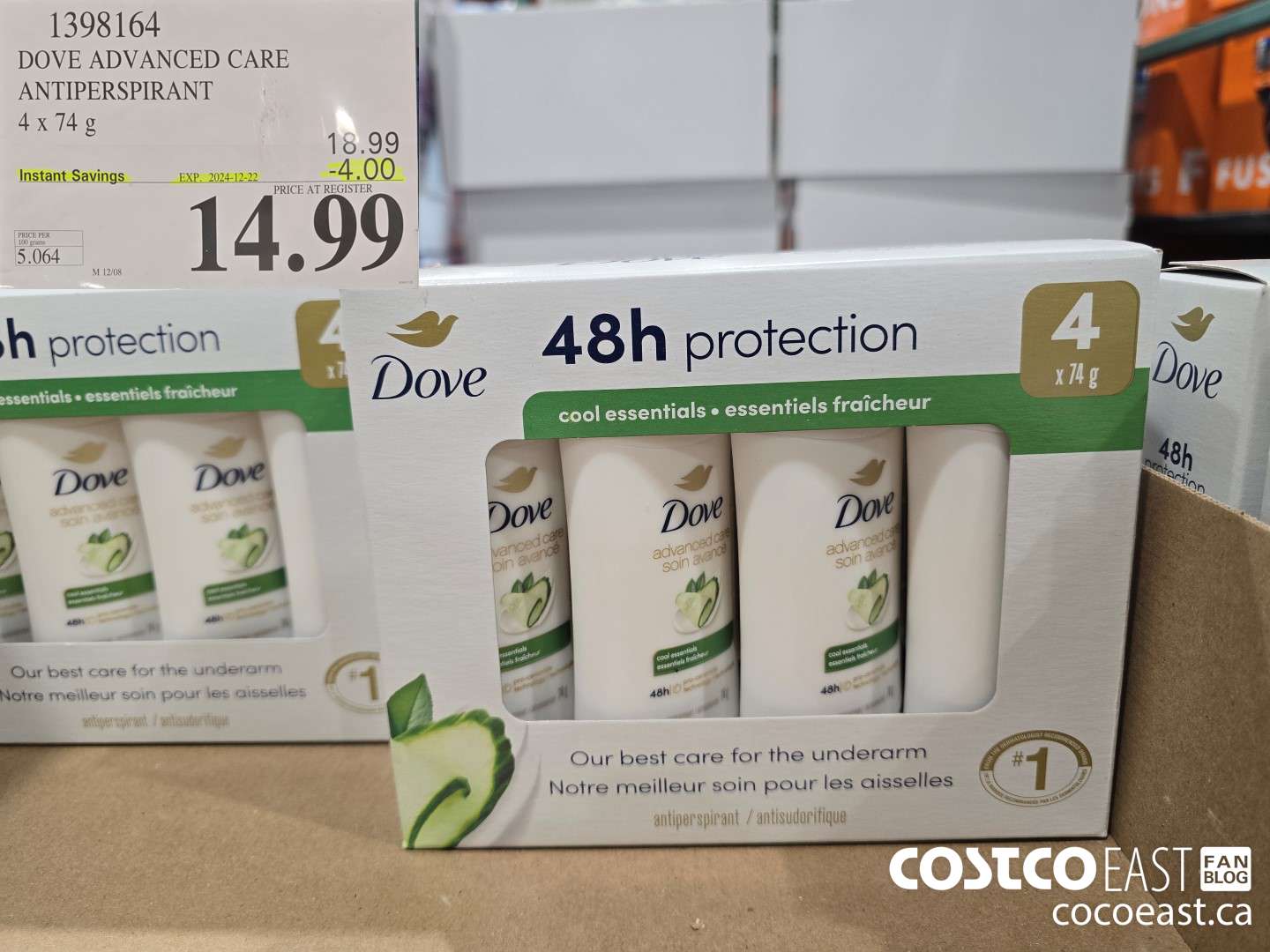 1398164 DOVE ADVANCED CARE ANTIPERSPIRANT 4 x 74G ($4.00 INSTANT SAVINGS EXPIRES ON 2024-12-22) $14.99