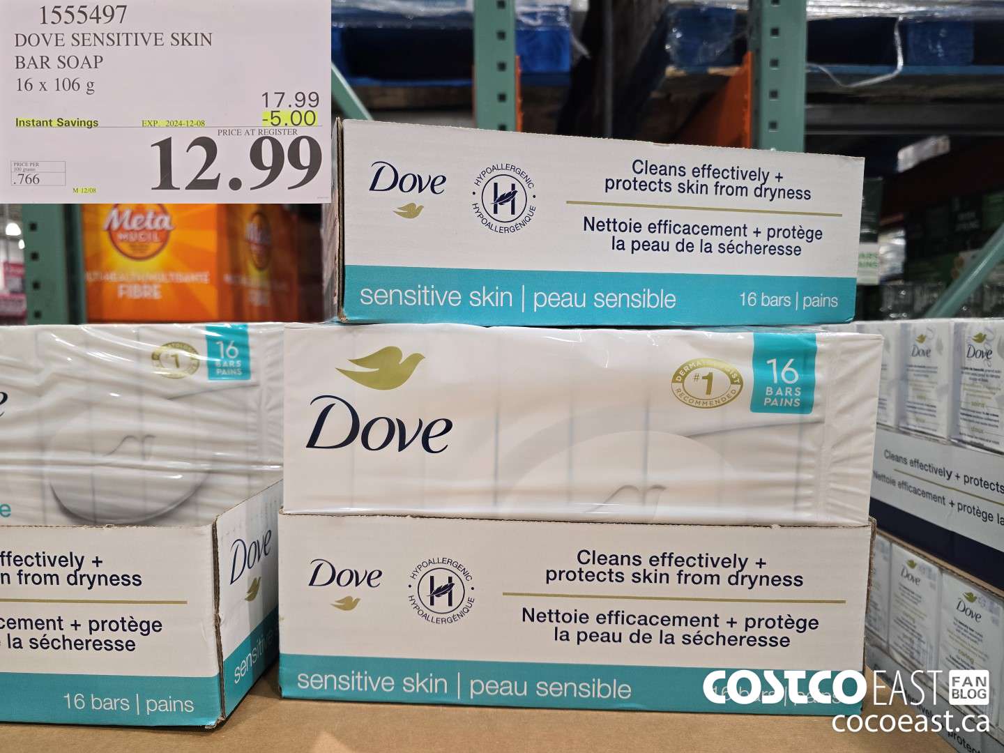 1555497 DOVE BAR SOAP SENSITIVE 16 x 106 g ($5.00 INSTANT SAVINGS EXPIRES ON 2024-12-08) $12.99