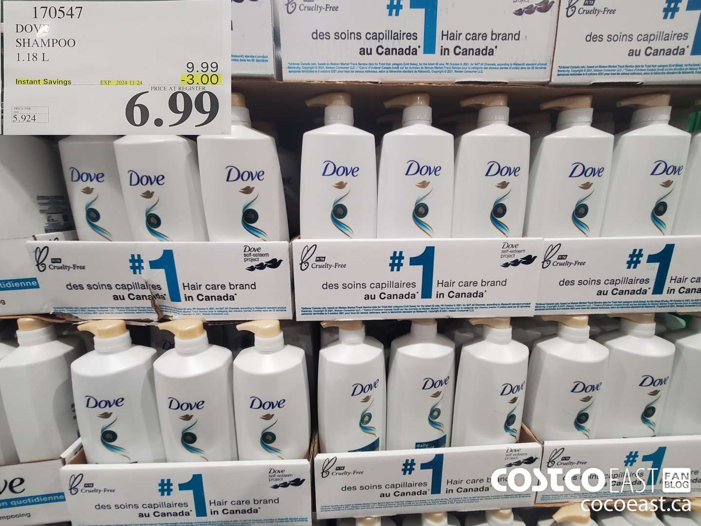 170547 DOVE SHAMPOO 1.18 L ($3.00 INSTANT SAVINGS EXPIRES ON 2024-11-24) $6.99