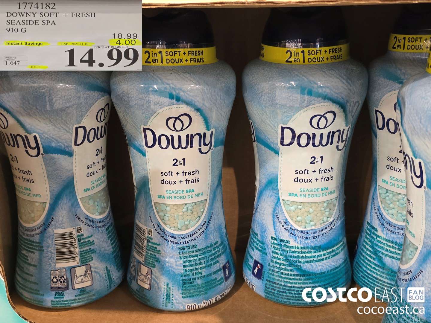 1774182 DOWNY SOFT + FRESH SEASIDE SPA 910 G ($4.00 INSTANT SAVINGS EXPIRES ON 2024-11-10) $14.99