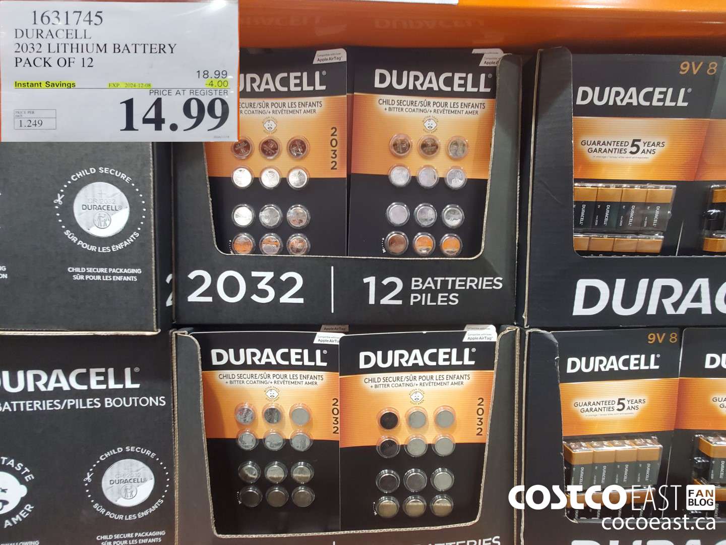 1631745 DURACELL 2032 LITHIUM BATTERY PACK OF 12 ($4.00 INSTANT SAVINGS EXPIRES ON 2024-12-08) $18.99