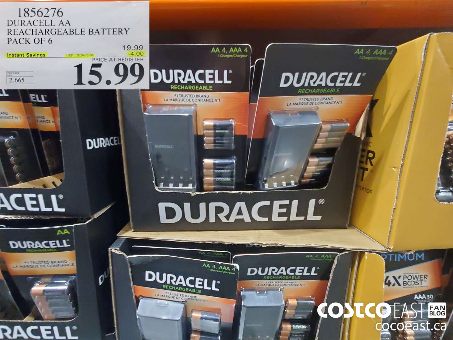 1856276 DURACELL AA RECHARGEABLE BATTERY PACK OF 6 ($4.00 INSTANT SAVINGS EXPIRES ON 2024-12-08) $15.99