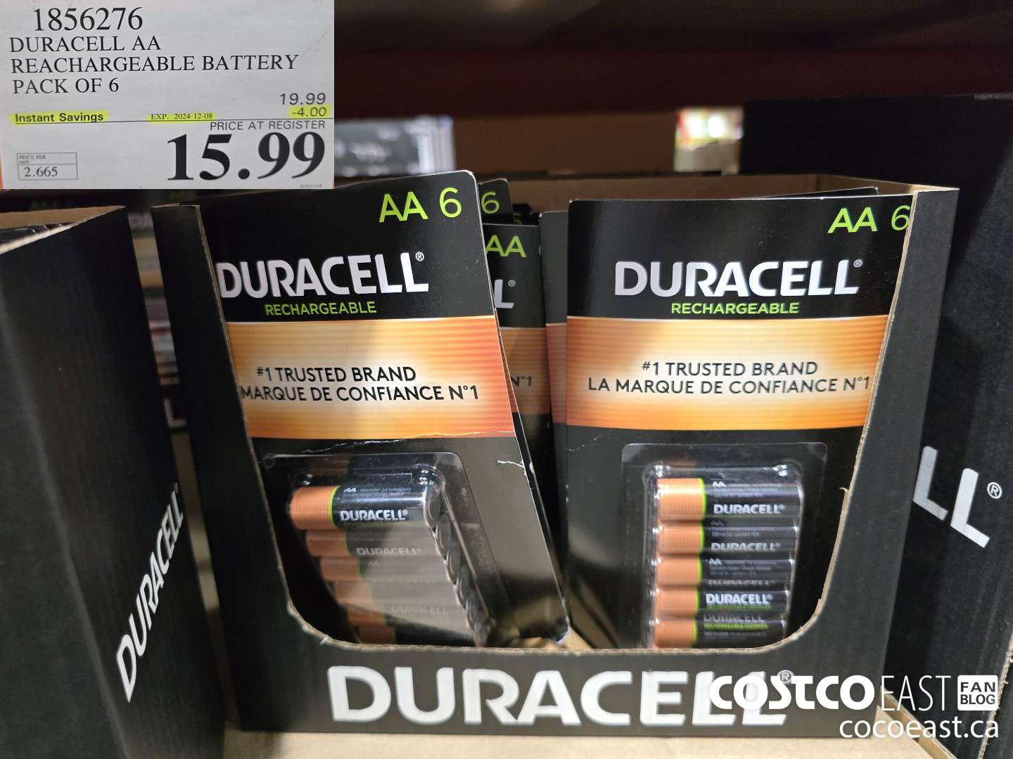 1856276 DURACELL AA RECHARGEABLE BATTERY PACK OF 6 ($4.00 INSTANT SAVINGS EXPIRES ON 2024-12-08) $15.99