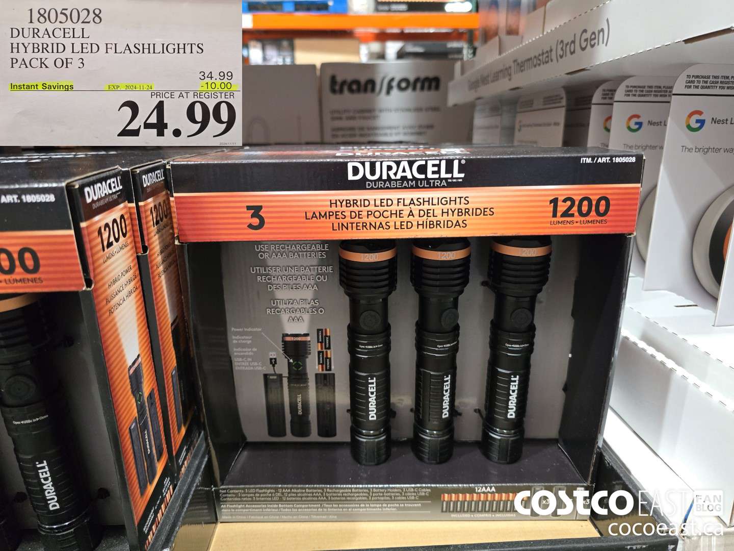 1805028 DURACELL HYBRID LED FLASHLIGHTS 3 PK ($10.00 INSTANT SAVINGS EXPIRES ON 2024-11-24) $24.99
