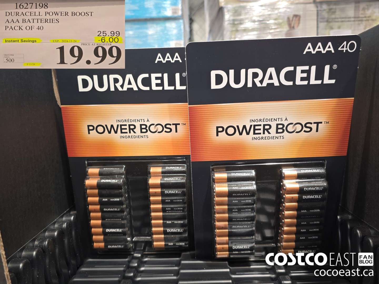 1627198 DURACELL POWER BOOST AAA BATTERIES PACK OF 40 ($6.00 INSTANT SAVINGS EXPIRES ON 2024-11-24) $19.99
