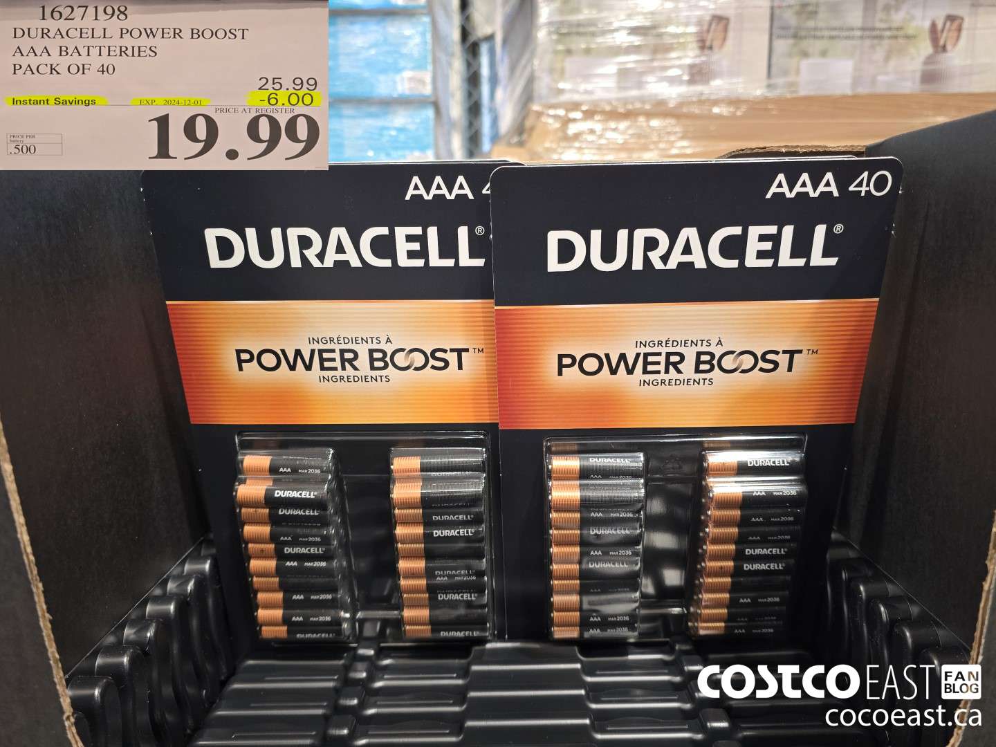 1627198 DURACELL POWER BOOST AAA BATTERIES PACK OF 40 ($6.00 INSTANT SAVINGS EXPIRES ON 2024-11-24) $19.99