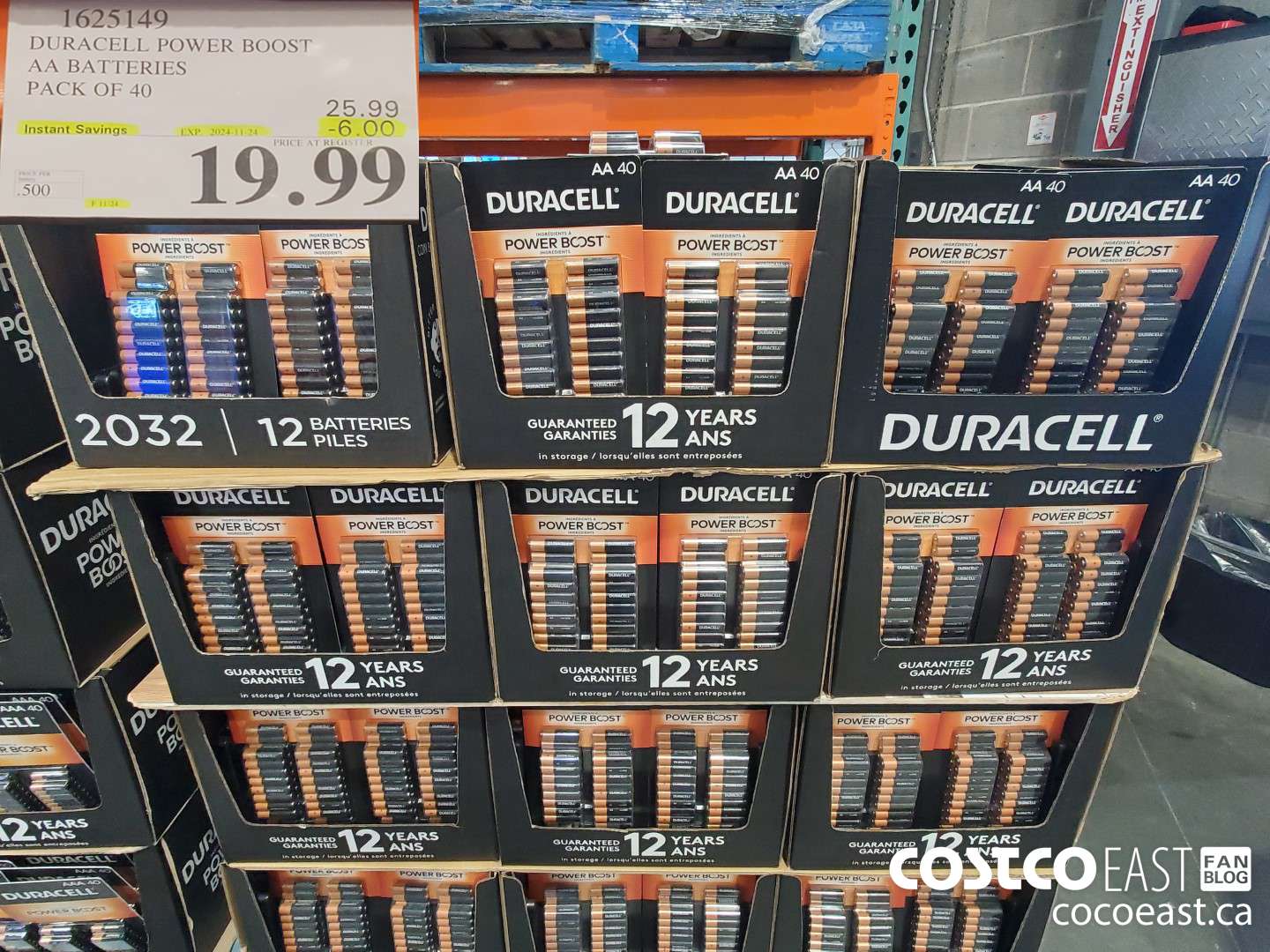 1625149 DURACELL POWER BOOST AA BATTERIES PACK OF 40 Instant Savings EXP. 2024-11-24 $6.OO OFF  $19.99