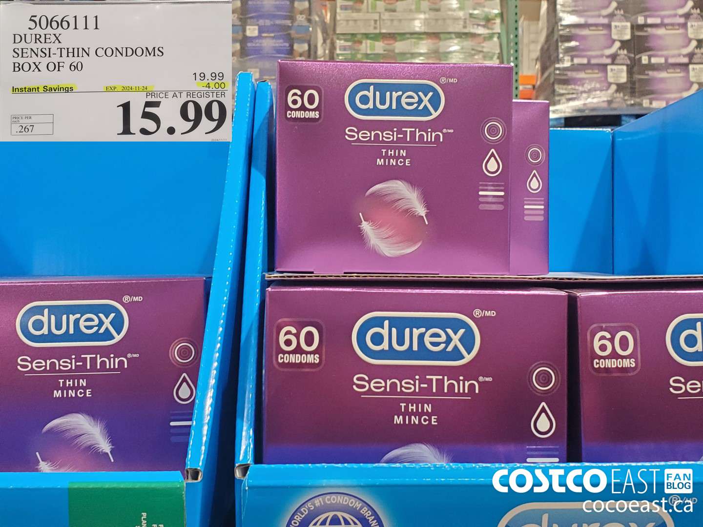 5066111 DUREX SENSI-THIN CONDOMS BOX OF 60 ($4.00 INSTANT SAVINGS EXPIRES ON 2024-11-24) $15.99