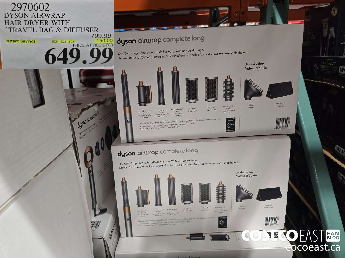 2970602 DYSON AIRWRAP HAIR DRYER WITH TRAVEL BAG & DIFFUSER ($150.00 INSTANT SAVINGS EXPIRES ON 2024-12-05) $649.99