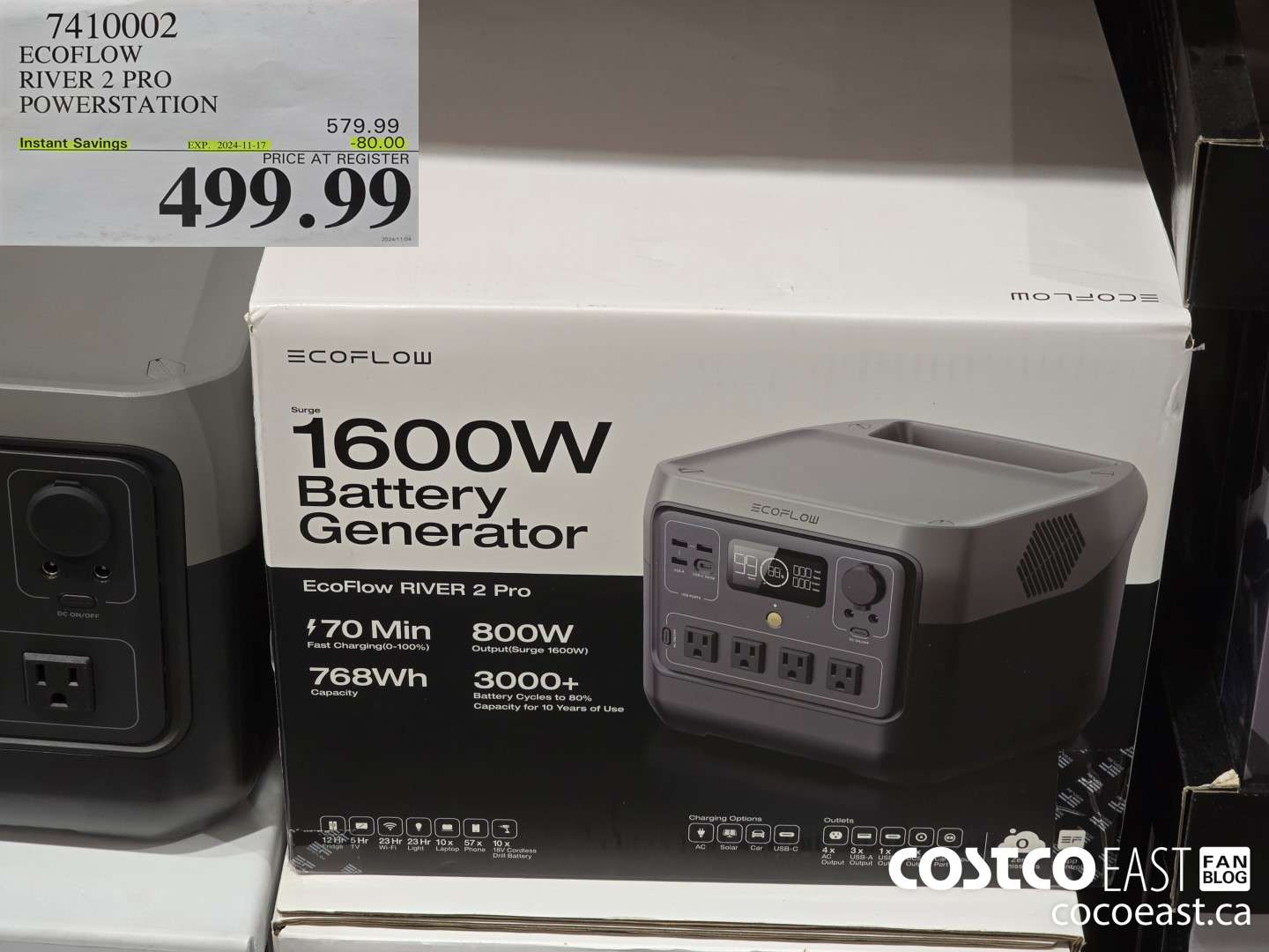 7410002 ECOFLOW RIVER 2 PRO POWERSTATION ($80.00 INSTANT SAVINGS EXPIRES ON 2024-11-17) $499.99