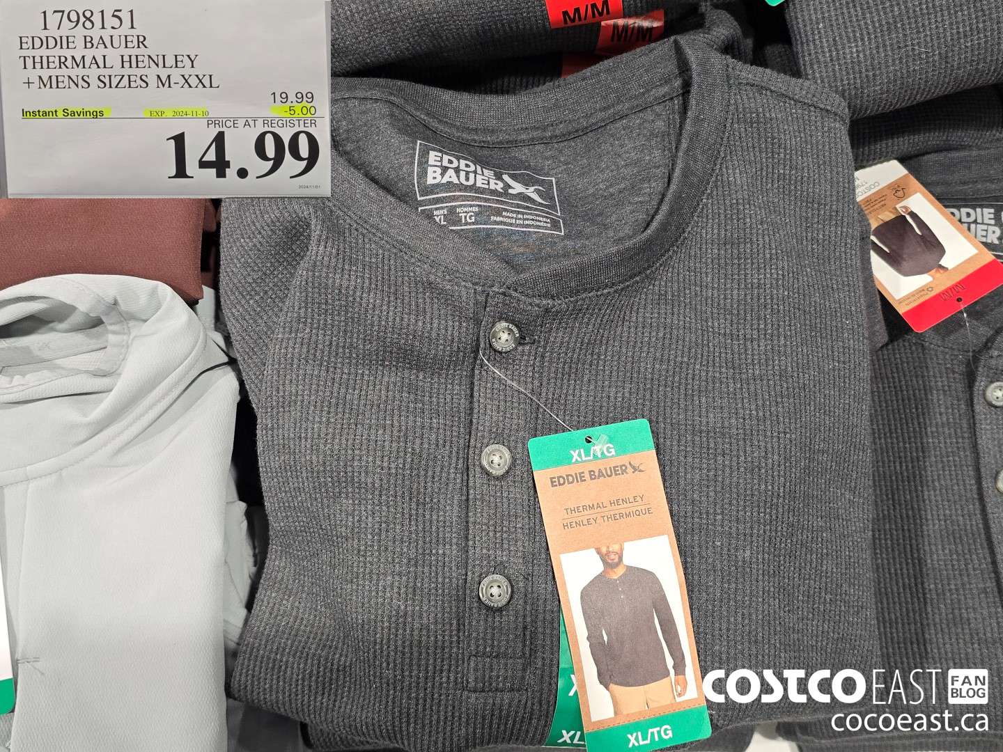 1798151 EDDIE BAUER THERMAL HENLEY +MENS SIZES M-XXL ($5.00 INSTANT SAVINGS EXPIRES ON 2024-11-10) $14.99