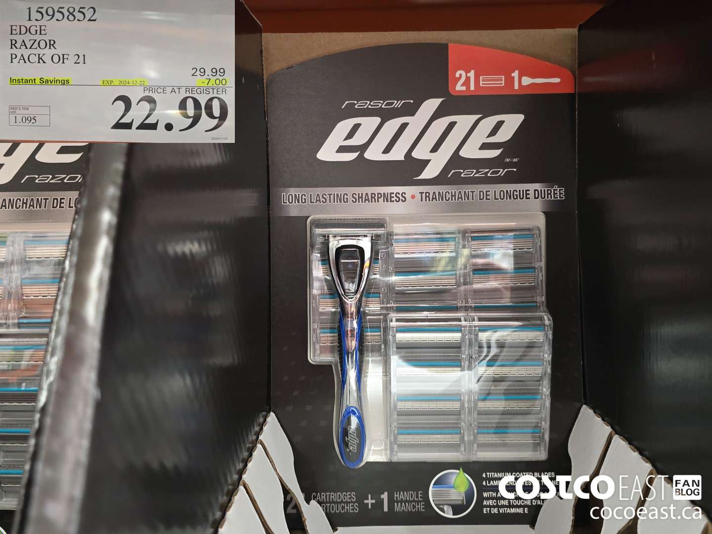 1595852 EDGE RAZOR PACK OF 21 ($7.00 INSTANT SAVINGS EXPIRES ON 2024-12-22) $22.99