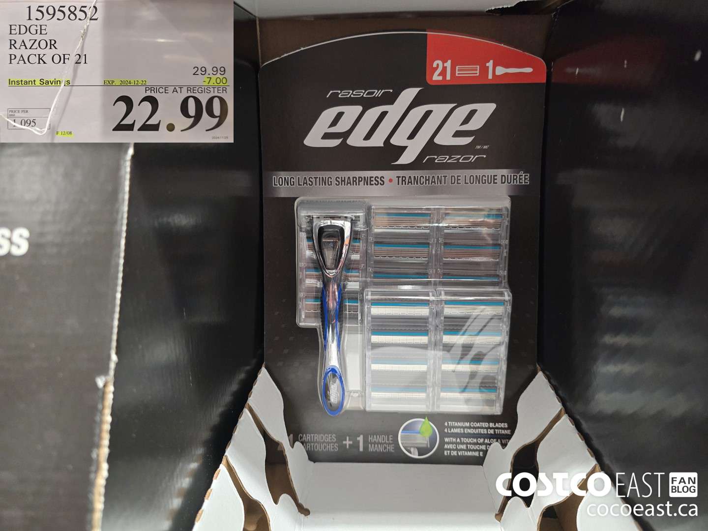 1595852 EDGE RAZOR PACK OF 21 ($7.00 INSTANT SAVINGS EXPIRES ON 2024-12-22) $22.99
