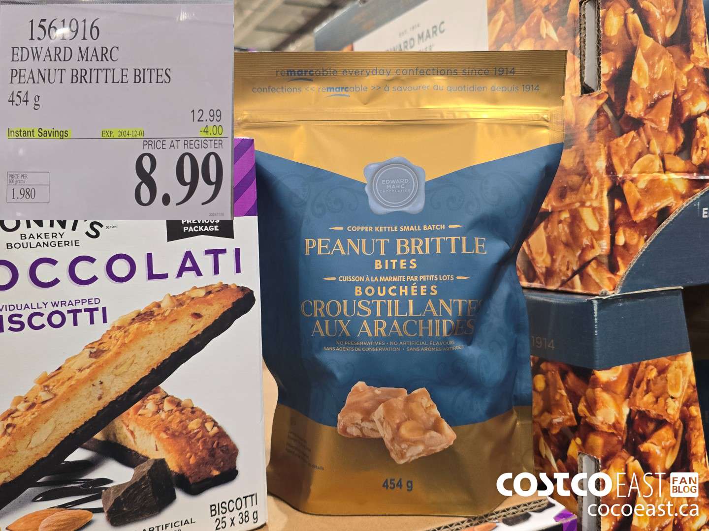 1561916 EDWARD MARC PEANUT BRITTLE BITES 454 G ($4.00 INSTANT SAVINGS EXPIRES ON 2024-12-01) $8.99