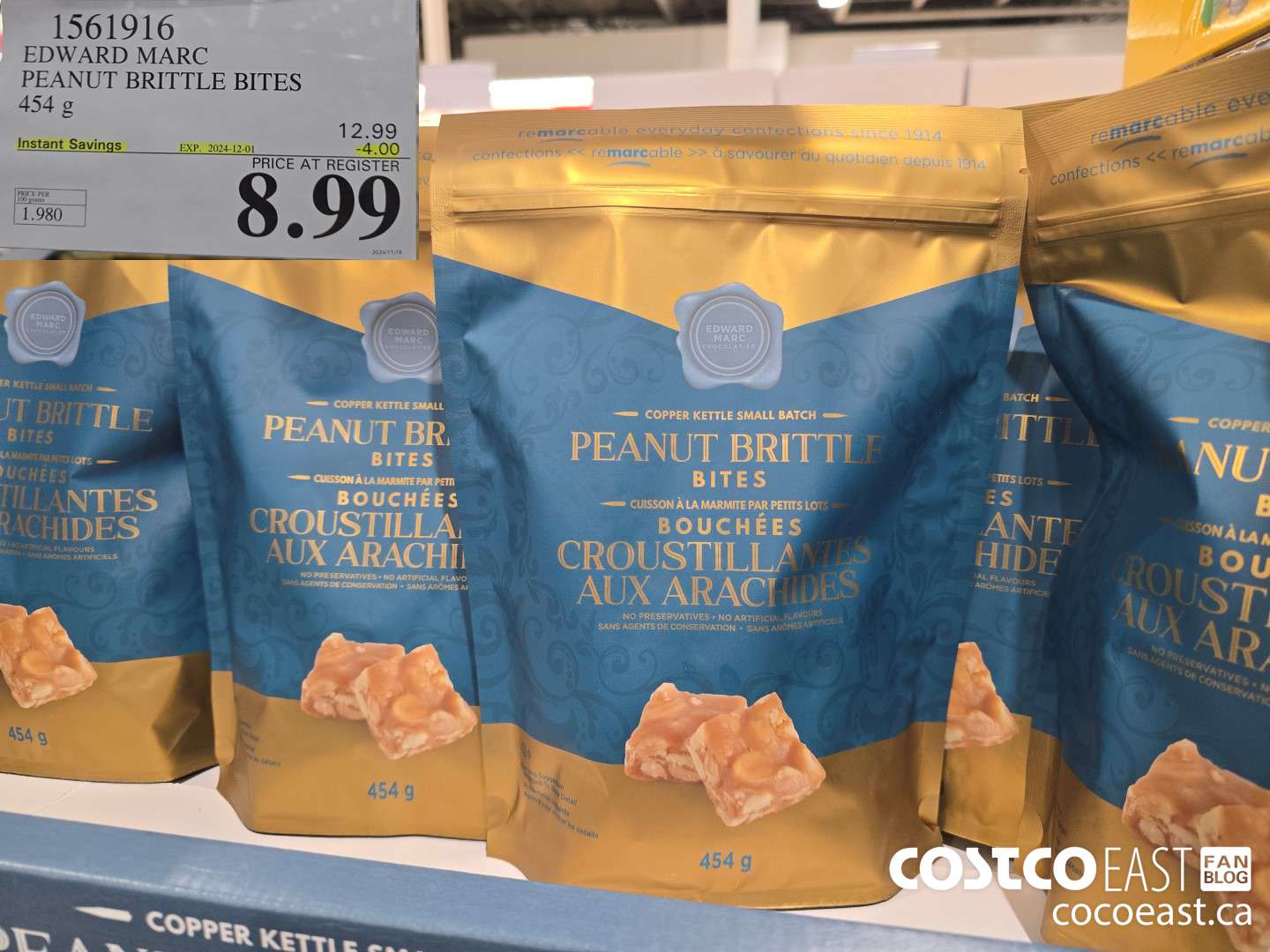 1561916 EDWARD MARC PEANUT BRITTLE BITES 454 G ($4.00 INSTANT SAVINGS EXPIRES ON 2024-12-01) $8.99