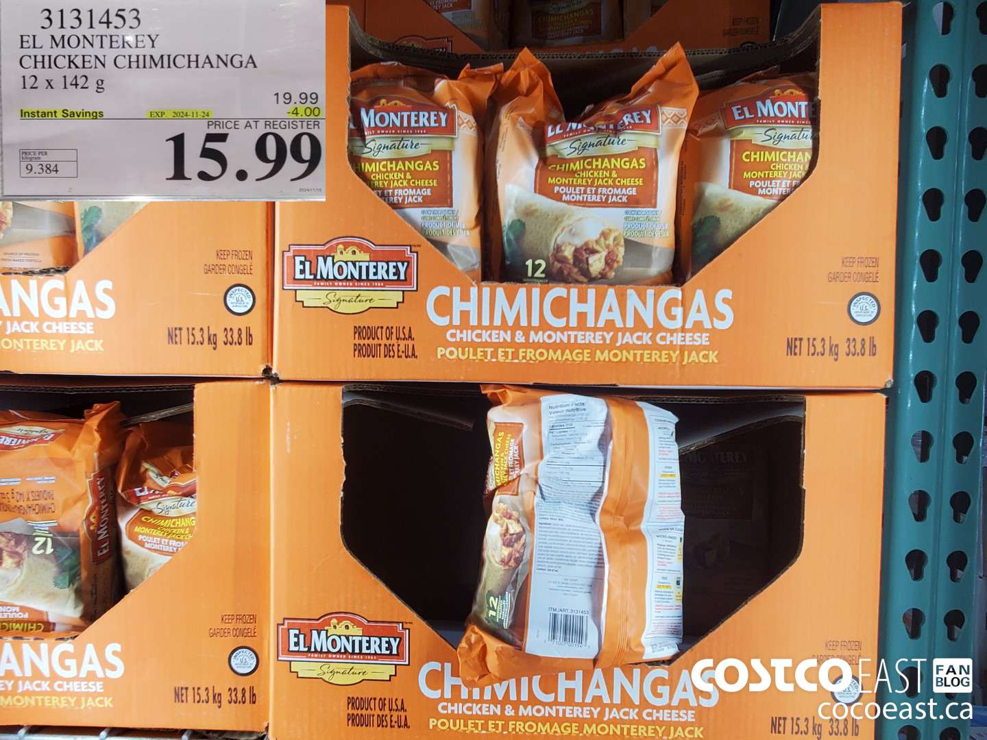 3131453 EL MONTEREY CHICKEN CHIMICHANGA 12 x 142 G ($4.00 INSTANT SAVINGS EXPIRES ON 2024-11-24) $15.99