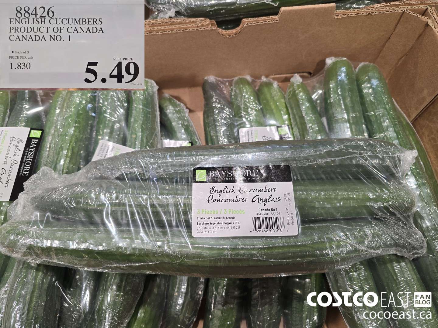 88426 ENGLISH CUCUMBERS PRODUCT OF CANADA CANADA NO. 1 $5.49
