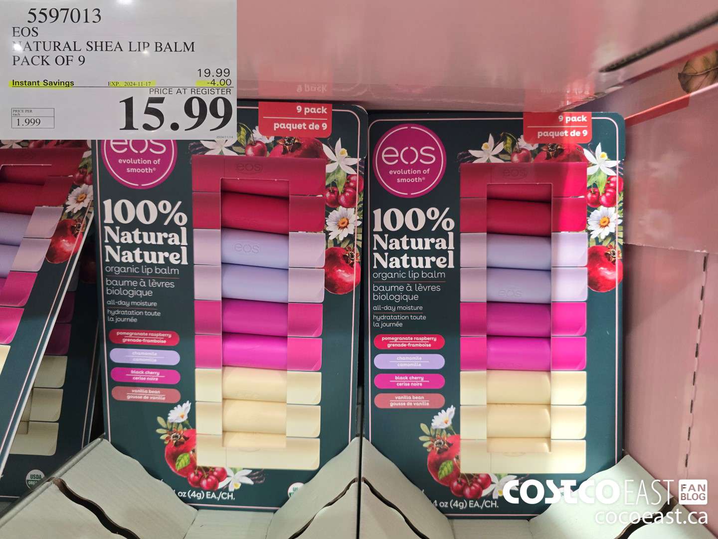 5597013 EOS NATURAL SHEA LIP BALM PACK OF 9 ($4.00 INSTANT SAVINGS EXPIRES ON 2024-11-17) $15.99