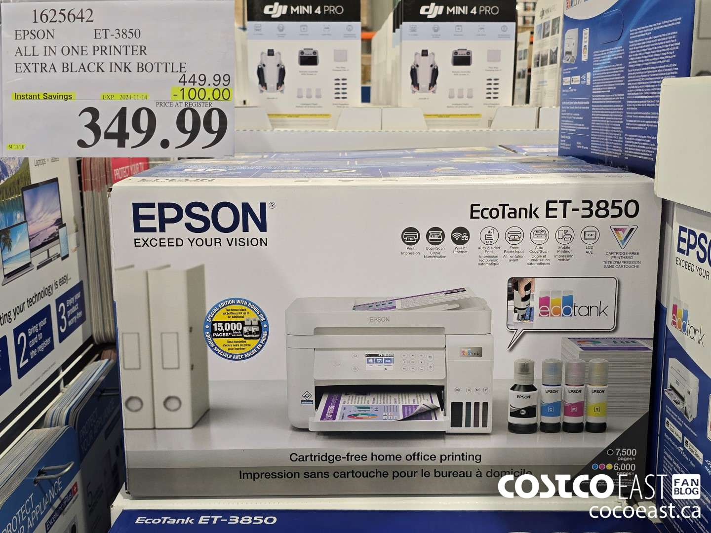 1625642 EPSON ET-3850 ALL IN ONE PRINTER EXTRA BLACK INK BOTTLE ($100.00 INSTANT SAVINGS EXPIRES ON 2024-11-14) $349.99