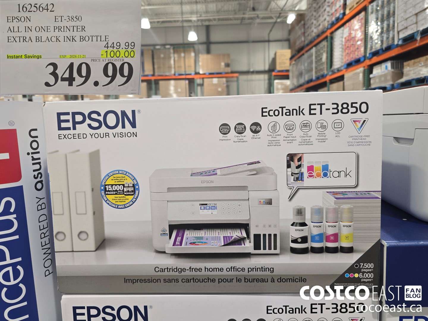 1625642 EPSON ET-3850 ALL IN ONE PRINTER EXTRA BLACK INK BOTTLE ($100.00 INSTANT SAVINGS EXPIRES ON 2024-11-21) $349.99