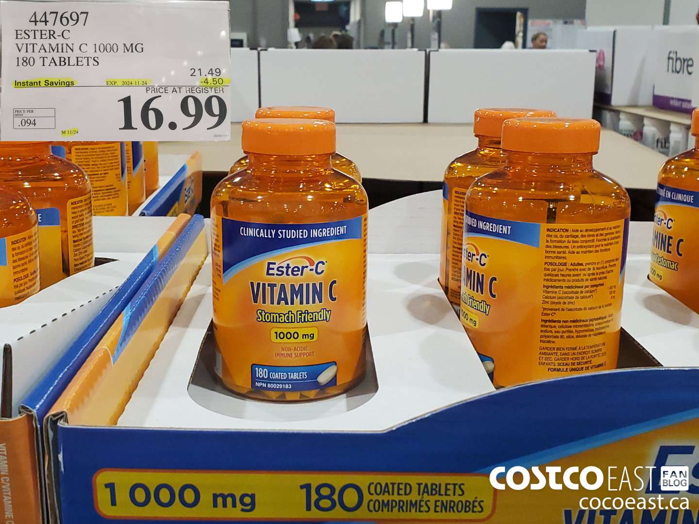 447697 ESTER-C VITAMIN C 1000 MG 180 TABLETS ($4.50 INSTANT SAVINGS EXPIRES ON 2024-11-24) $16.99