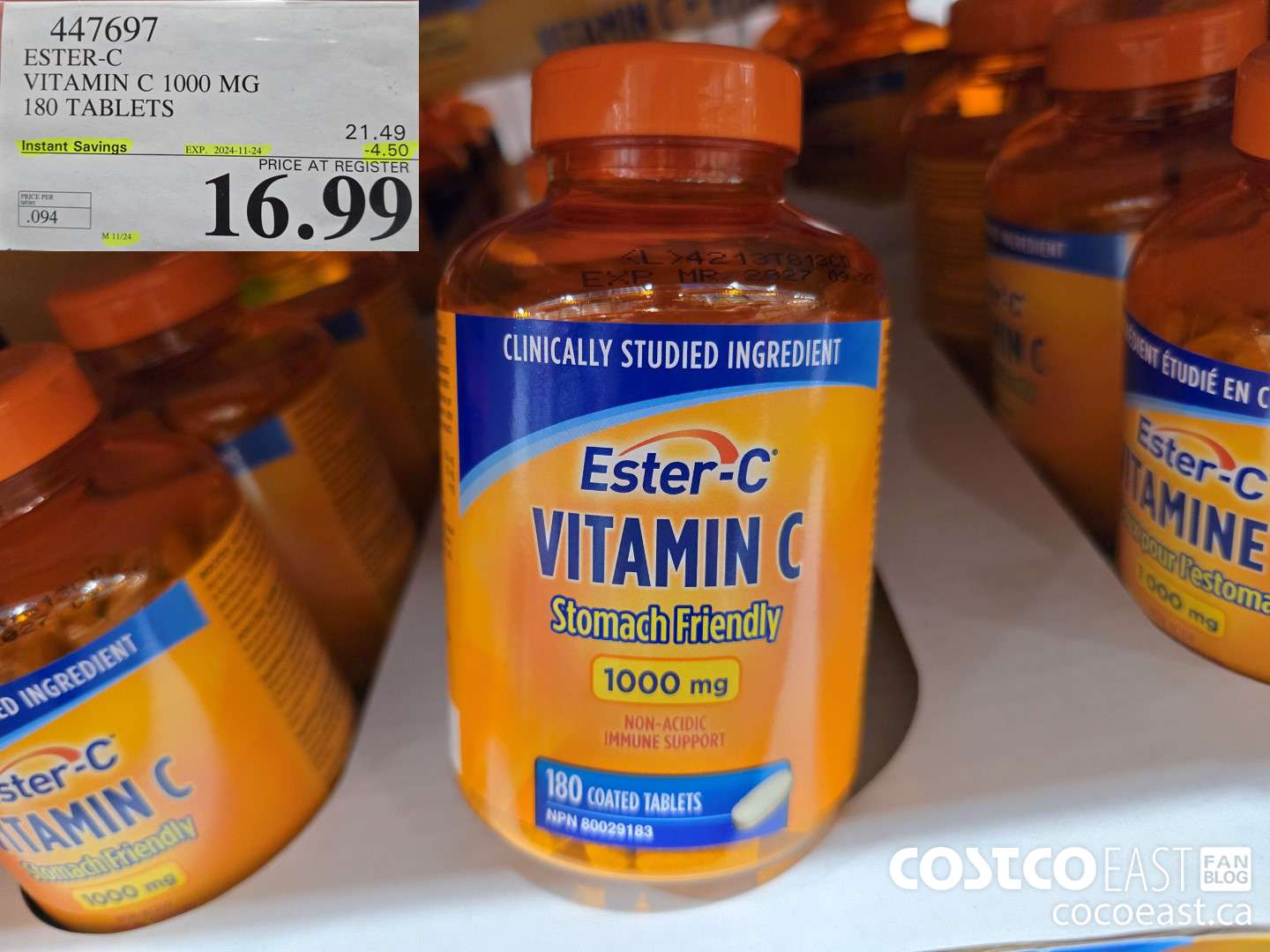 447697 ESTER-C ~ VITAMIN C 1000 MG 180 TABLETS ($4.50 INSTANT SAVINGS EXPIRES ON 2024-11-24) $16.99