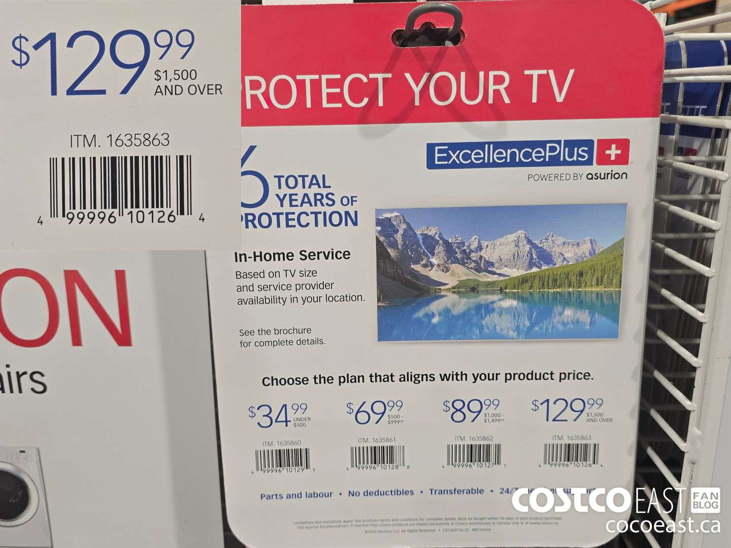 1635863 EXCELLENCE PLUS PROTECTION PLAN FOR TV'S UNDER 1500.00 AND OVER $129.99