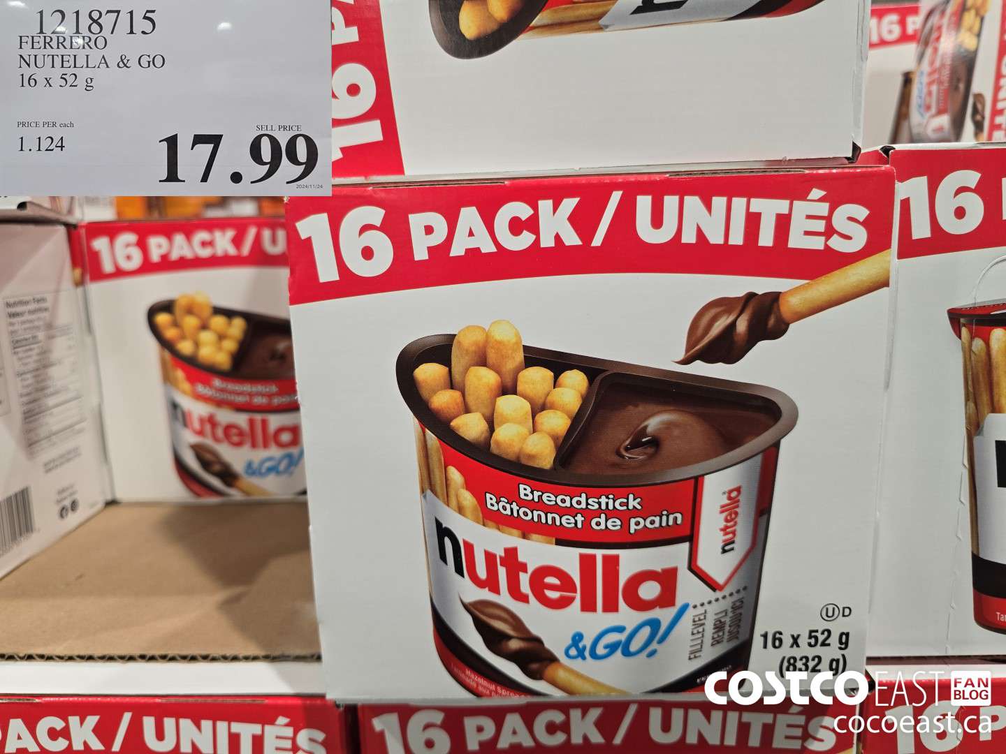 1218715 FERRERO NUTELLA & GO 16 x 52g $17.99