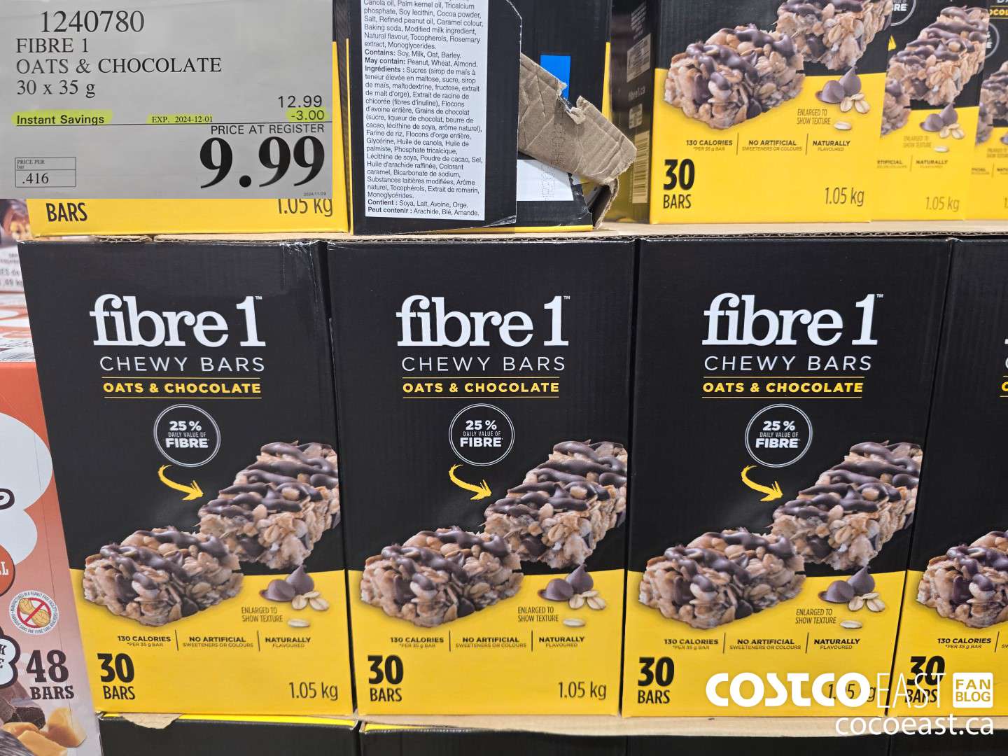 1240780 FIBRE 1 OATS & CHOCOLATE 30 X 35 G ($3.00 INSTANT SAVINGS EXPIRES ON 2024-12-01) $9.99